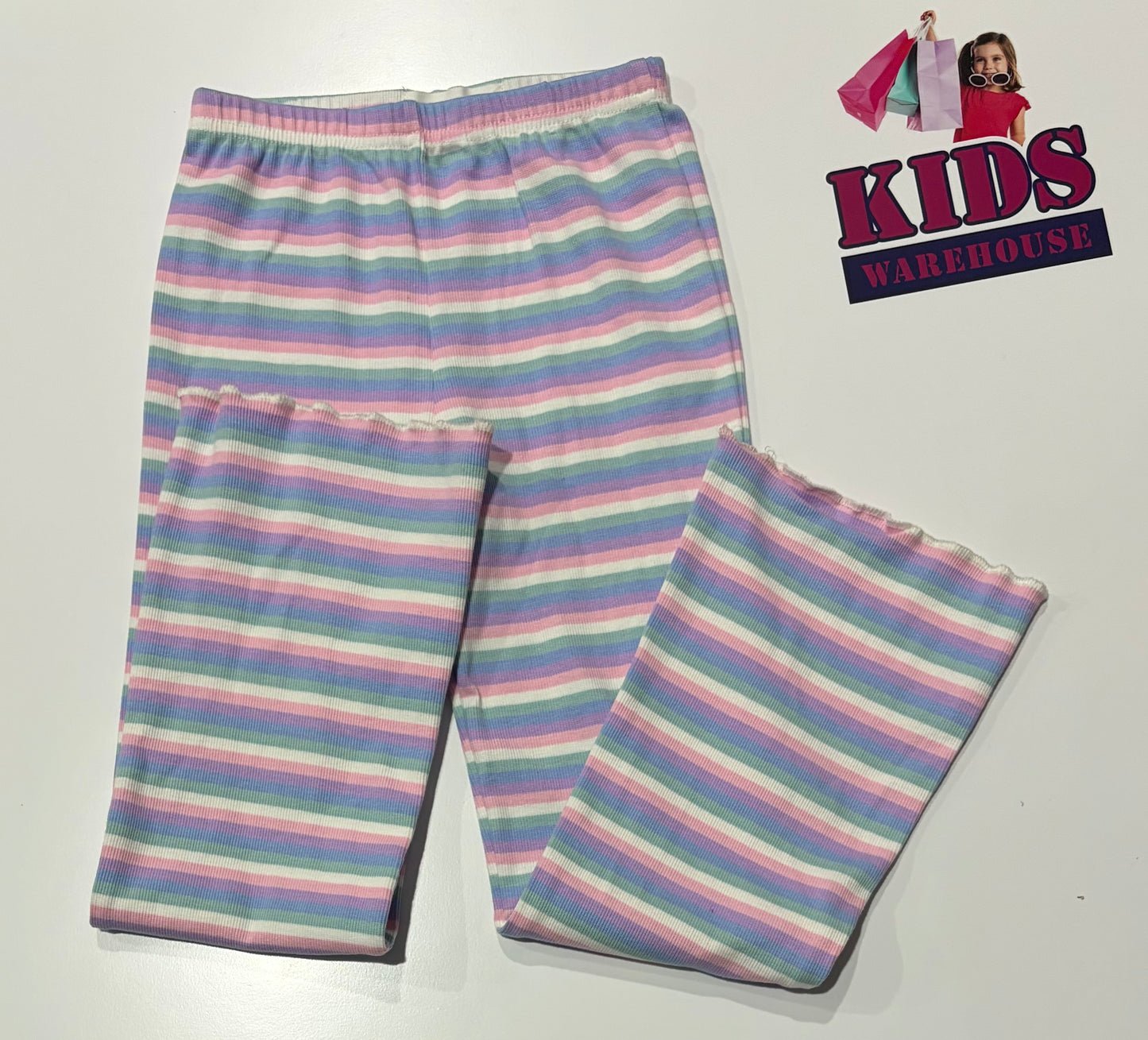Cotton On Purple, Pink, White Stripe Print Flared Pants Size 8