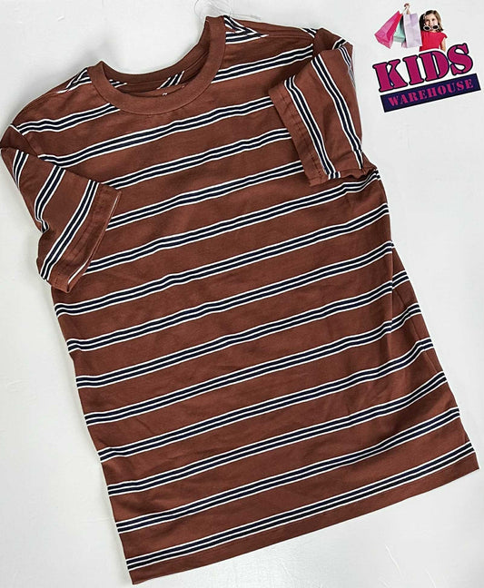 Tommy Bahama Brown Top With Blue & White Stripes Size 8