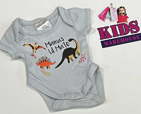 Premmie Baby Baby Blue Bodysuit With Dinosour Print Size 00000