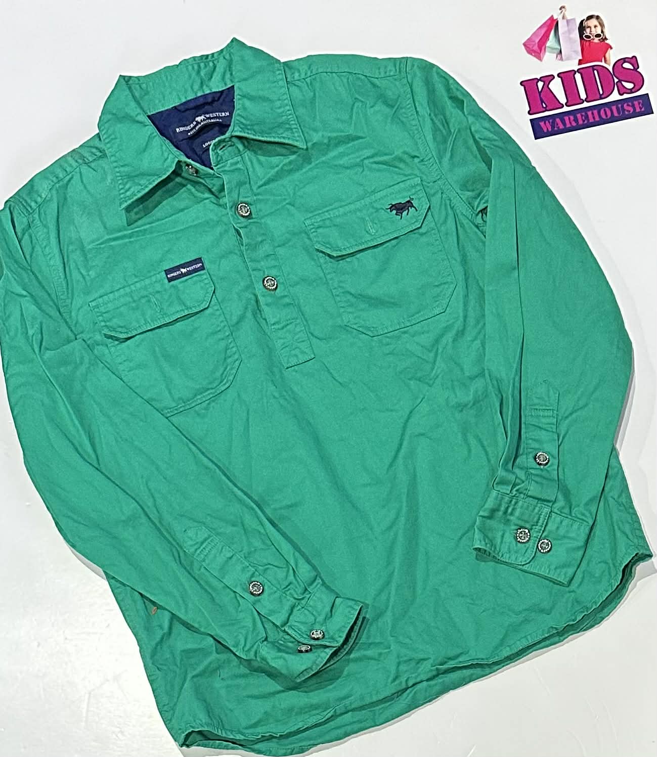 Ringers Western Green Long Sleeve Shirt Size 10