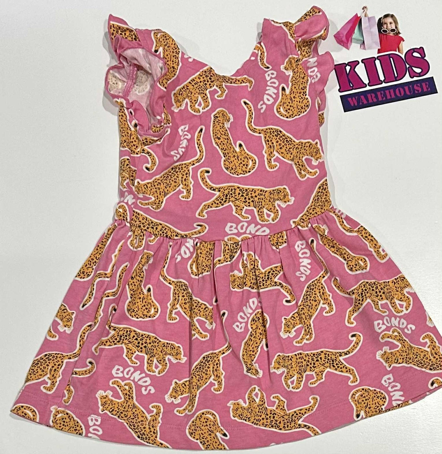 Bonds Pink Dress With Orange Leopard Animal Pattern Size 2