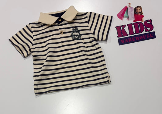Milky Black, White Stripe Print Top Size 00