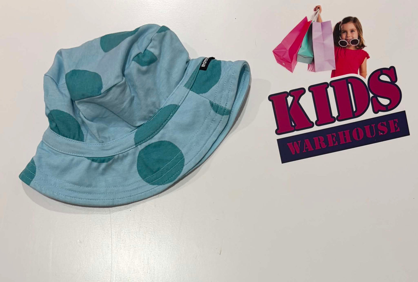 Bonds Blue, Teal Dot Print Bucket Hat (Toddler)