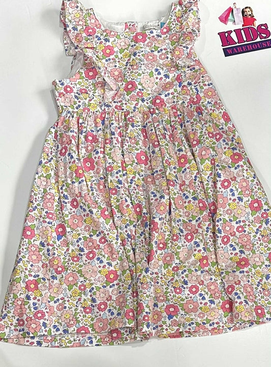 Lily & Dan White Dress With Pink & Yellow Flower Pattern Size 8