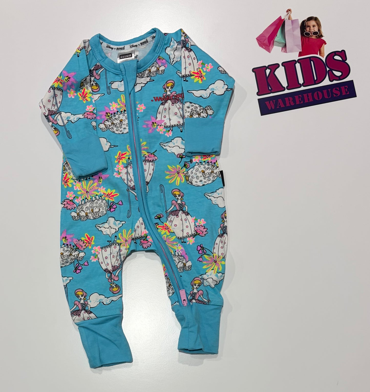 Disney X Bonds Blue, Sheep Print Wondersuit Size 0000