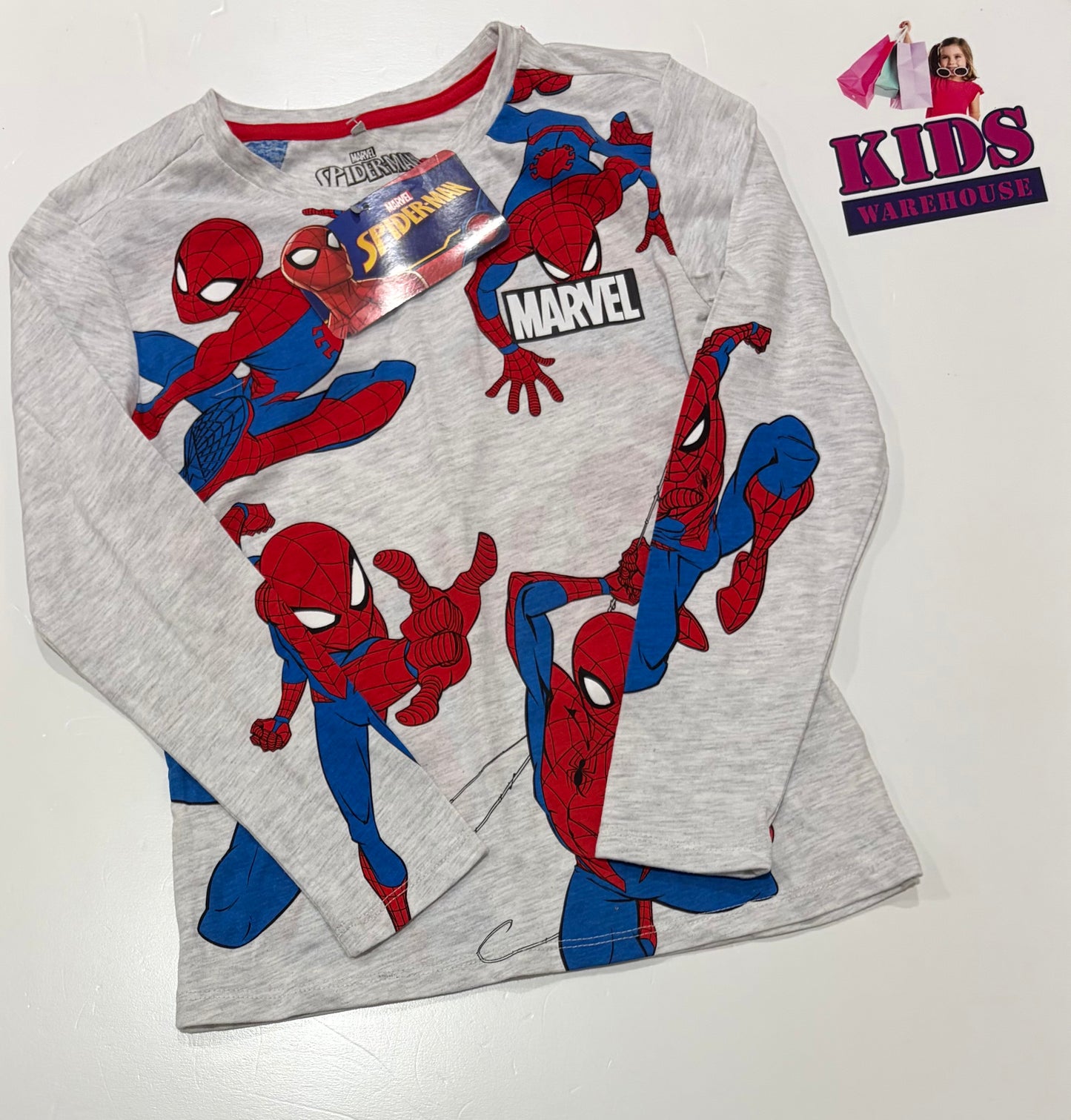 Not Used Marvel Spiderman Grey, Character Print Top Size 9