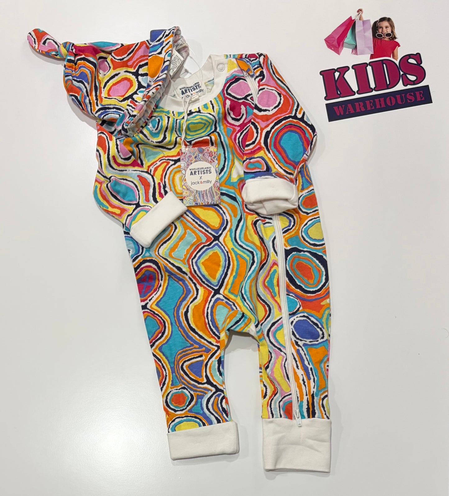 Not Used Jack & Milly Pattern Print Jumpsuit & Beanie 2 Piece Set Size 00
