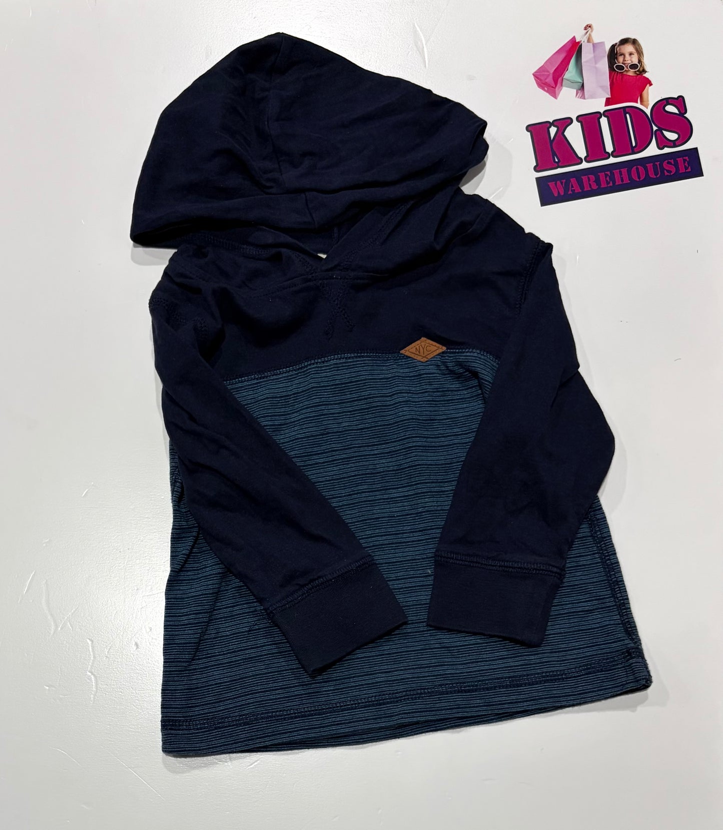 Navy Blue, Blue Stripe Hoodie Size 2