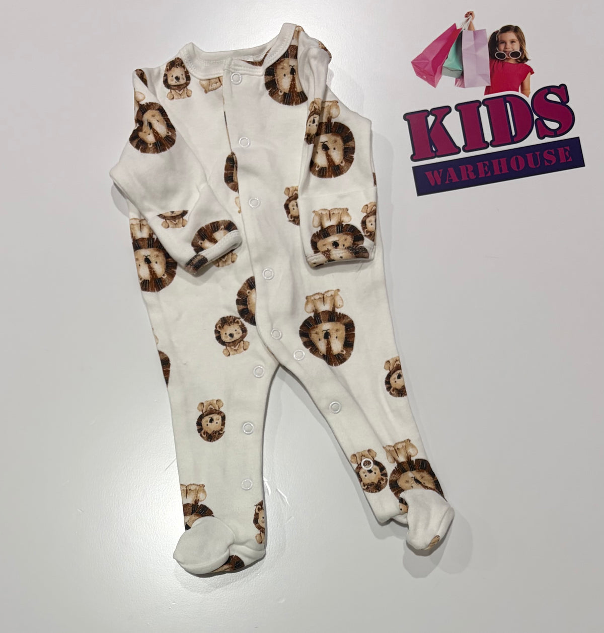 Baby Baby White, Lion Print Jumpsuit Size 00000