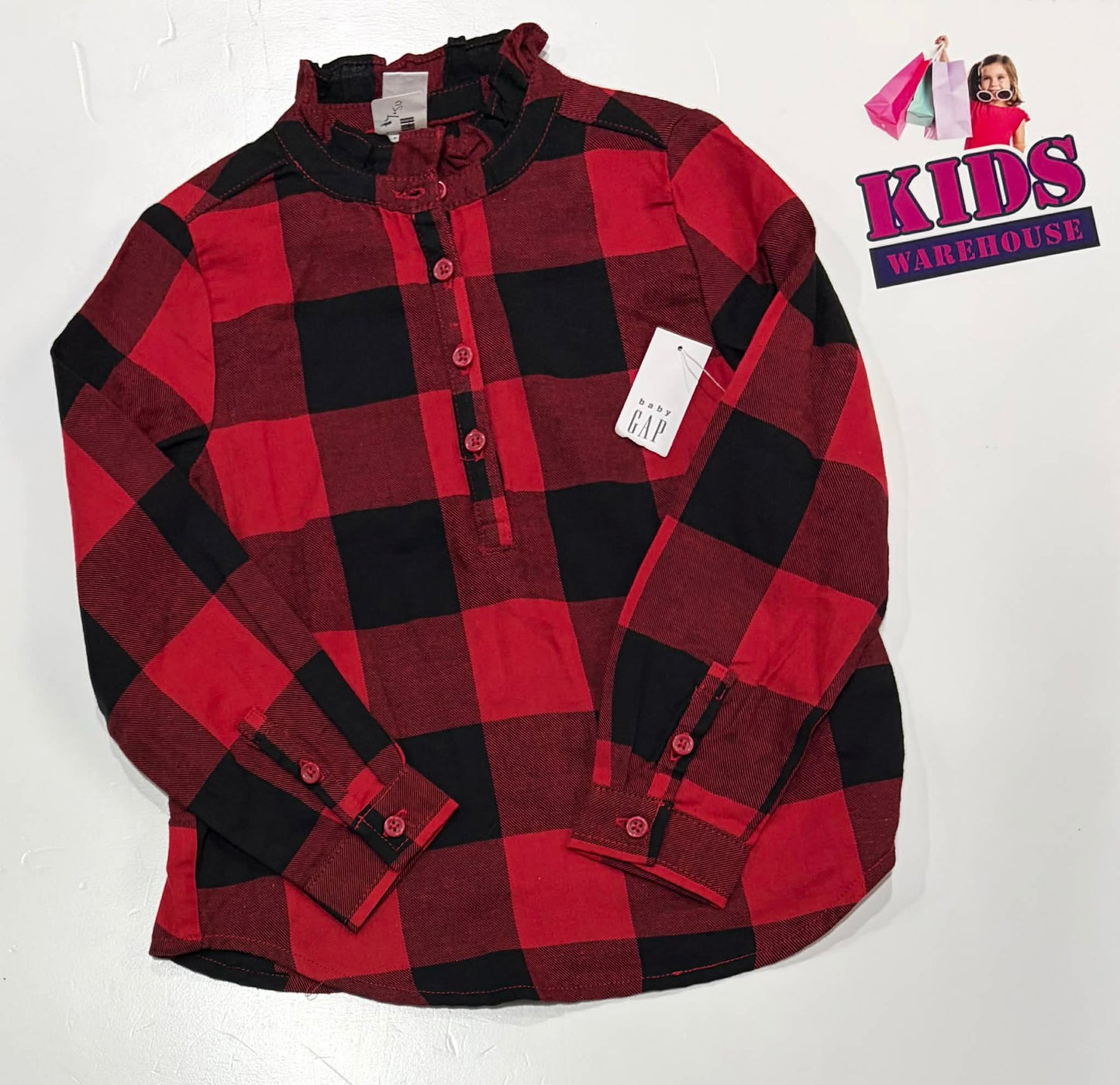 Baby Gap Red & Black Long Sleeve Shirt Size 5
