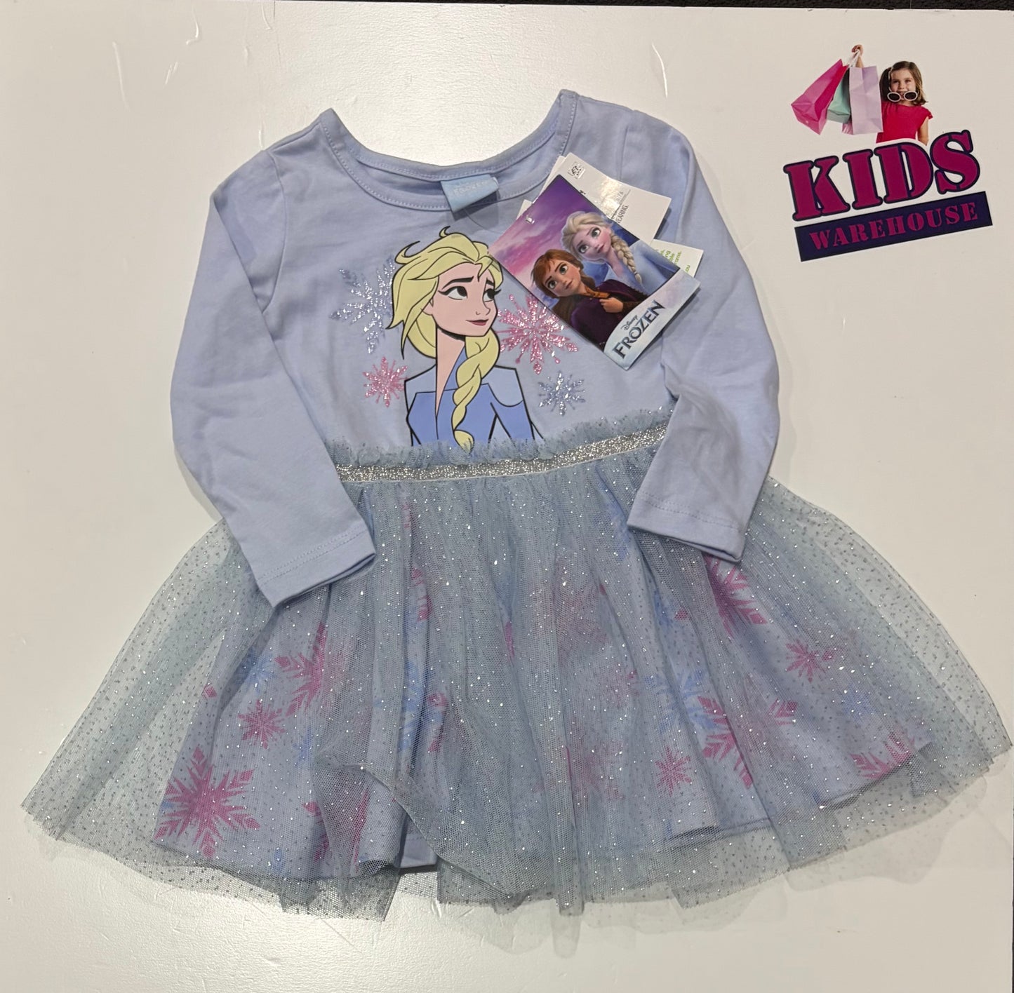 Not Used Disney Frozen Blue, Elsa Print Dress Size 1