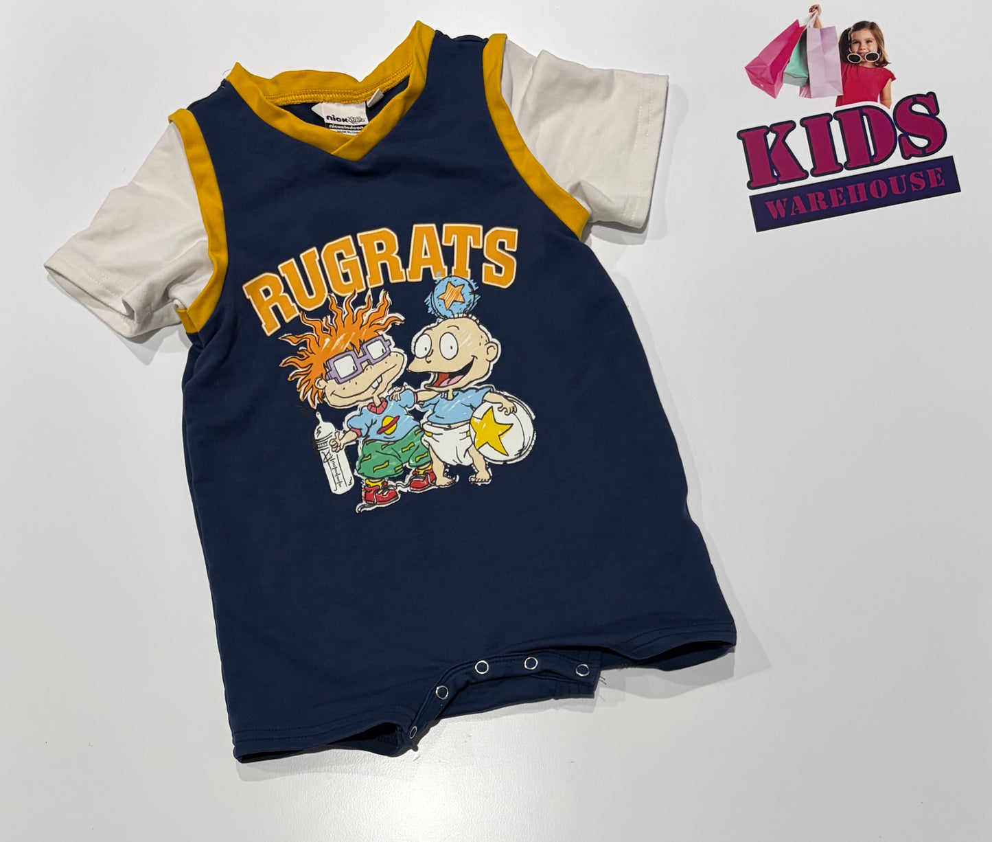 Nickelodeon Rugrats Navy Blue, Yellow Jumpsuit Size 2