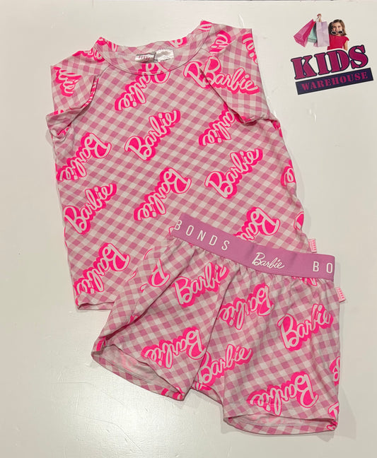 Bonds X Barbie Pink Checked Print 2 Piece Set Size 3