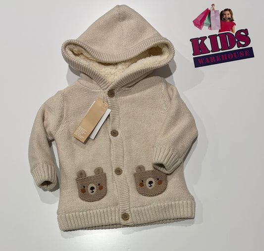Not Used Brown, Bear Knit Jacket Size 0
