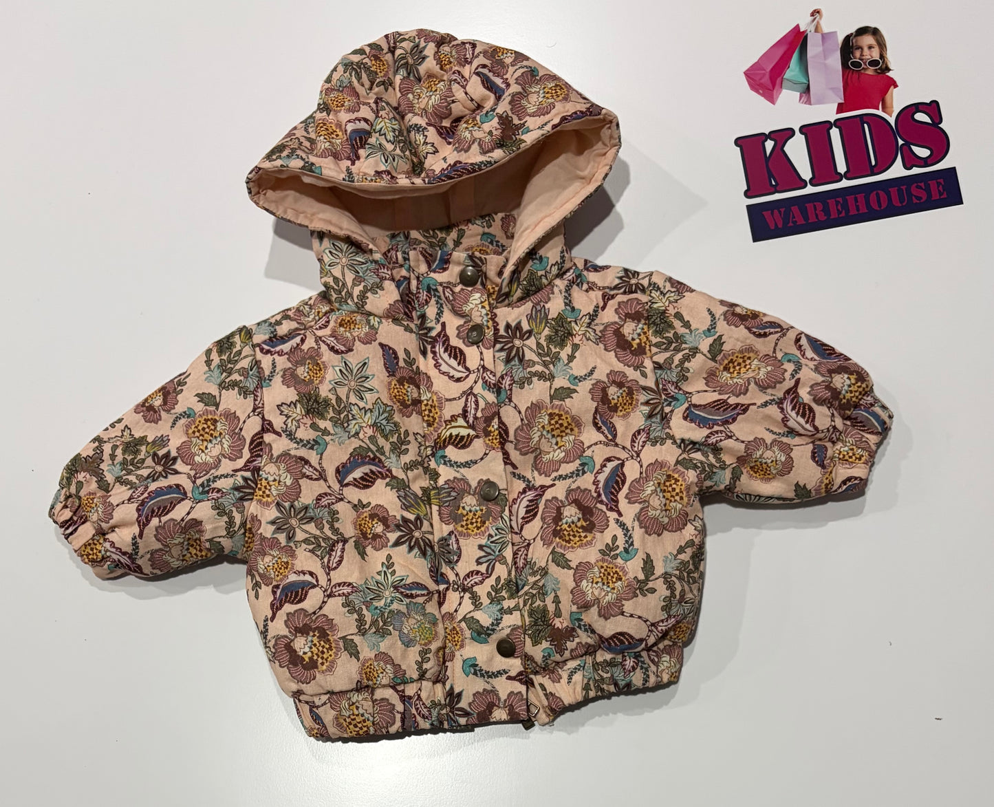 Walnut Pink, Floral Print Hoodie Size 000