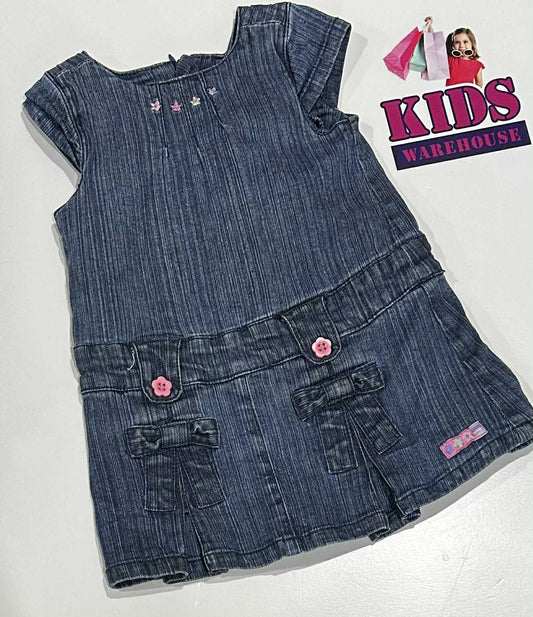 Sprout Blue Denim Dress With Pink Buttons Size 0