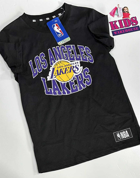 New NBA Black Top With Purple Lakers Print Size 8