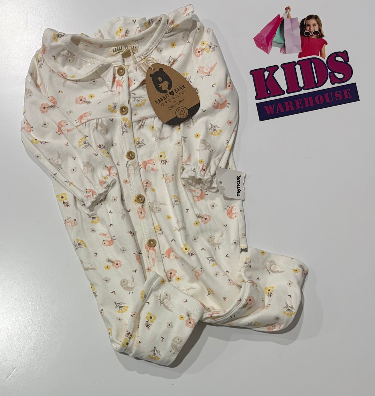 Not Used Rabbit & Bear White, Bird Print Jumpsuit Size 00