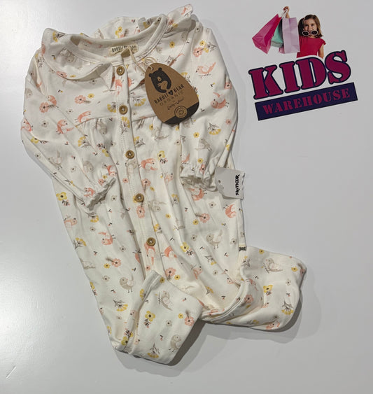 Not Used Rabbit & Bear White, Bird Print Jumpsuit Size 00