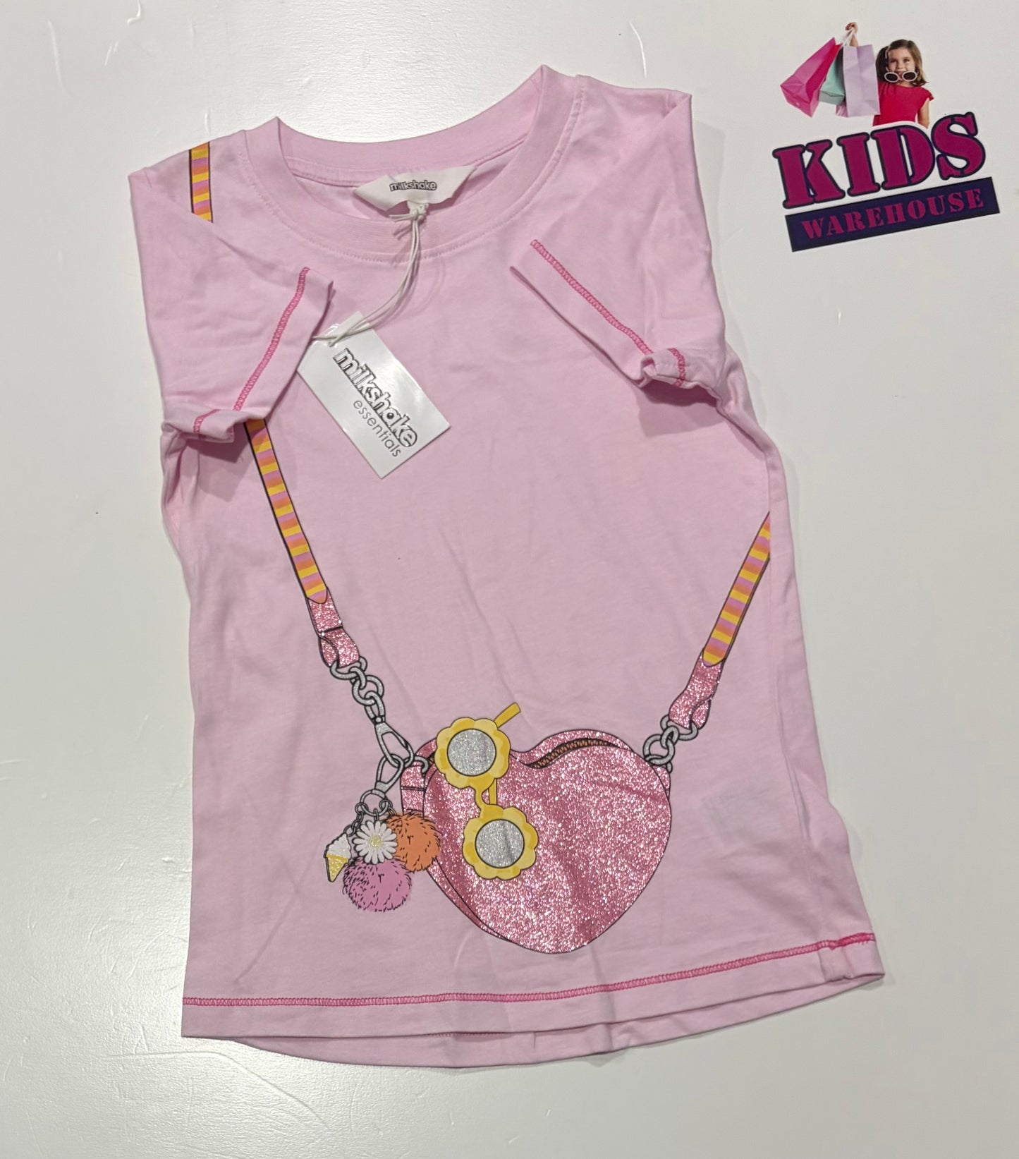 Not Used Milkshake Print, Heart Handbag Print Top Size 7