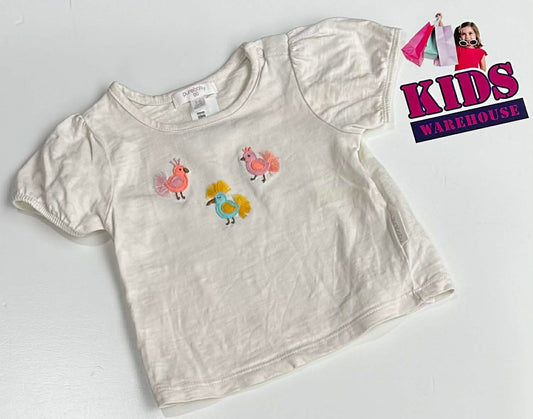 PureBaby White Top With Bird Print Size 00