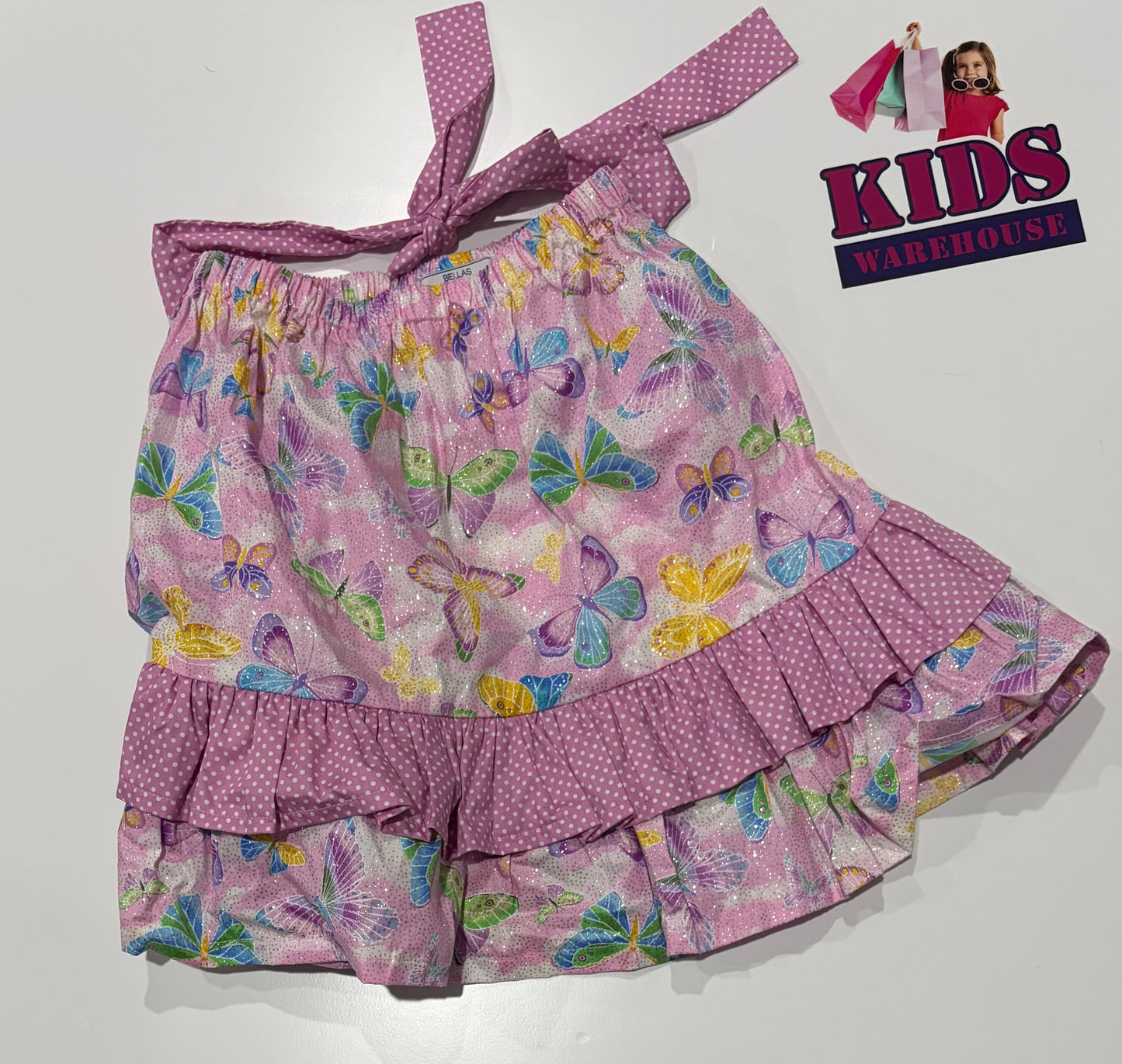 Bella's Kids Creations Pink, Butterfly Print Skirt Size 6