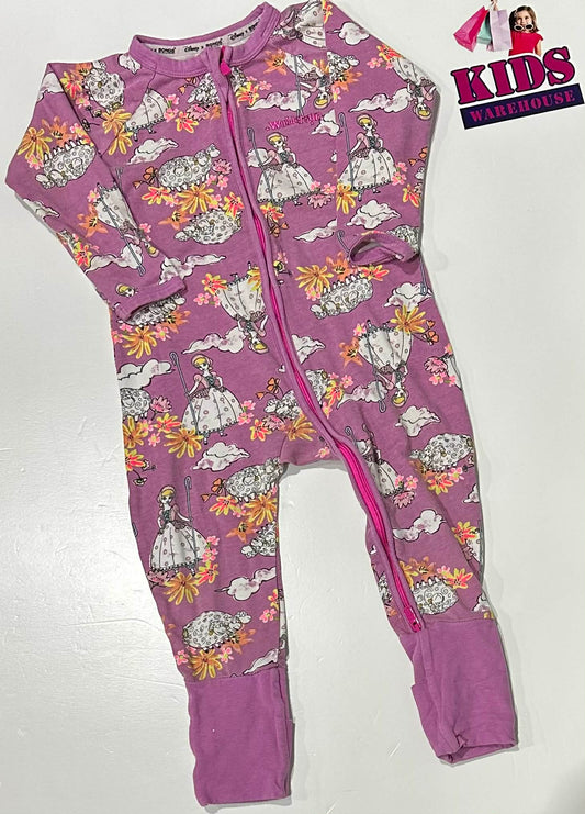 Bonds Disney Purple Jumpsuit With Princess & Sheep Pattern Size 1