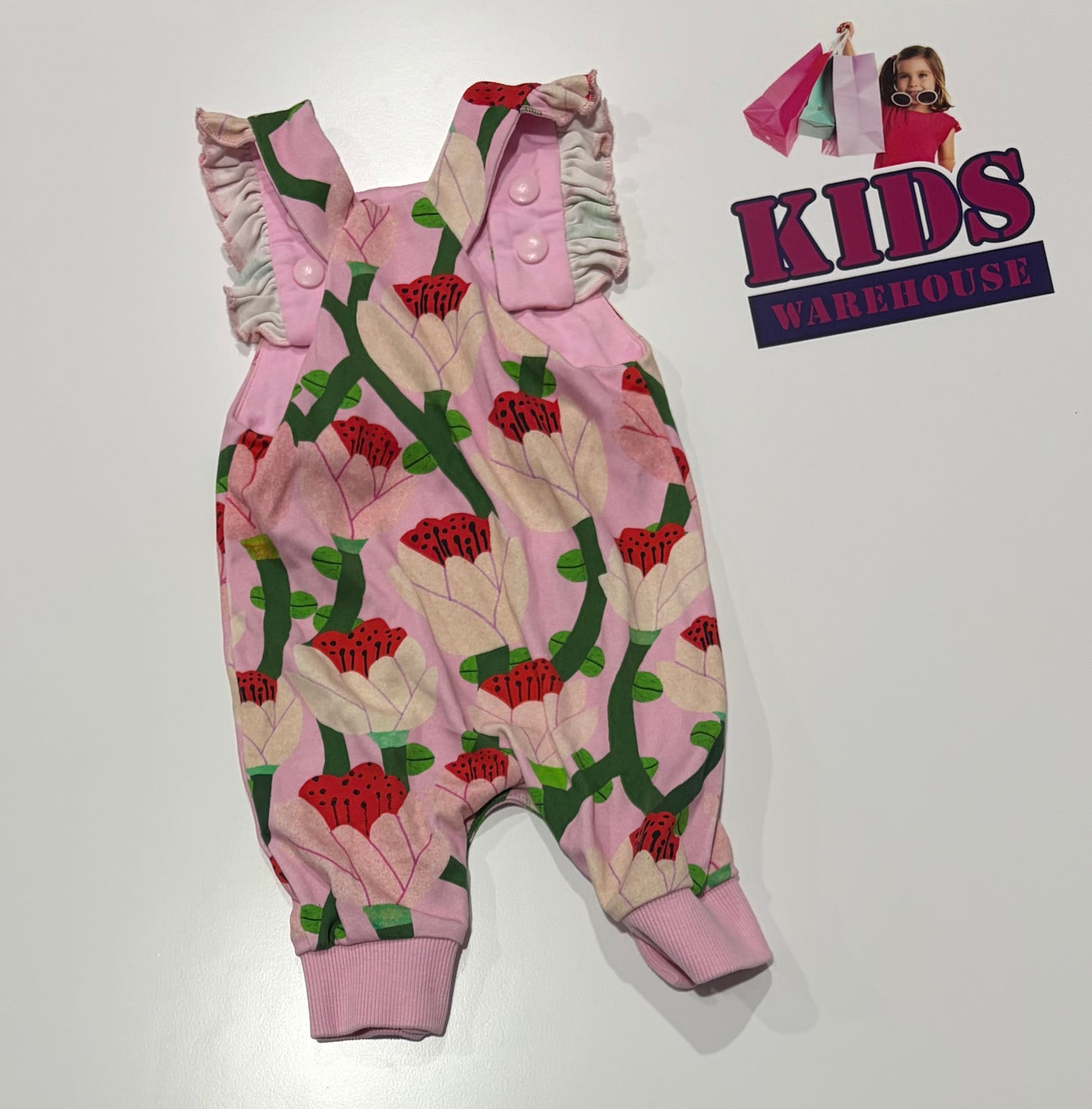 Gorman Kids Pink, Floral Print Jumpsuit Size 0000
