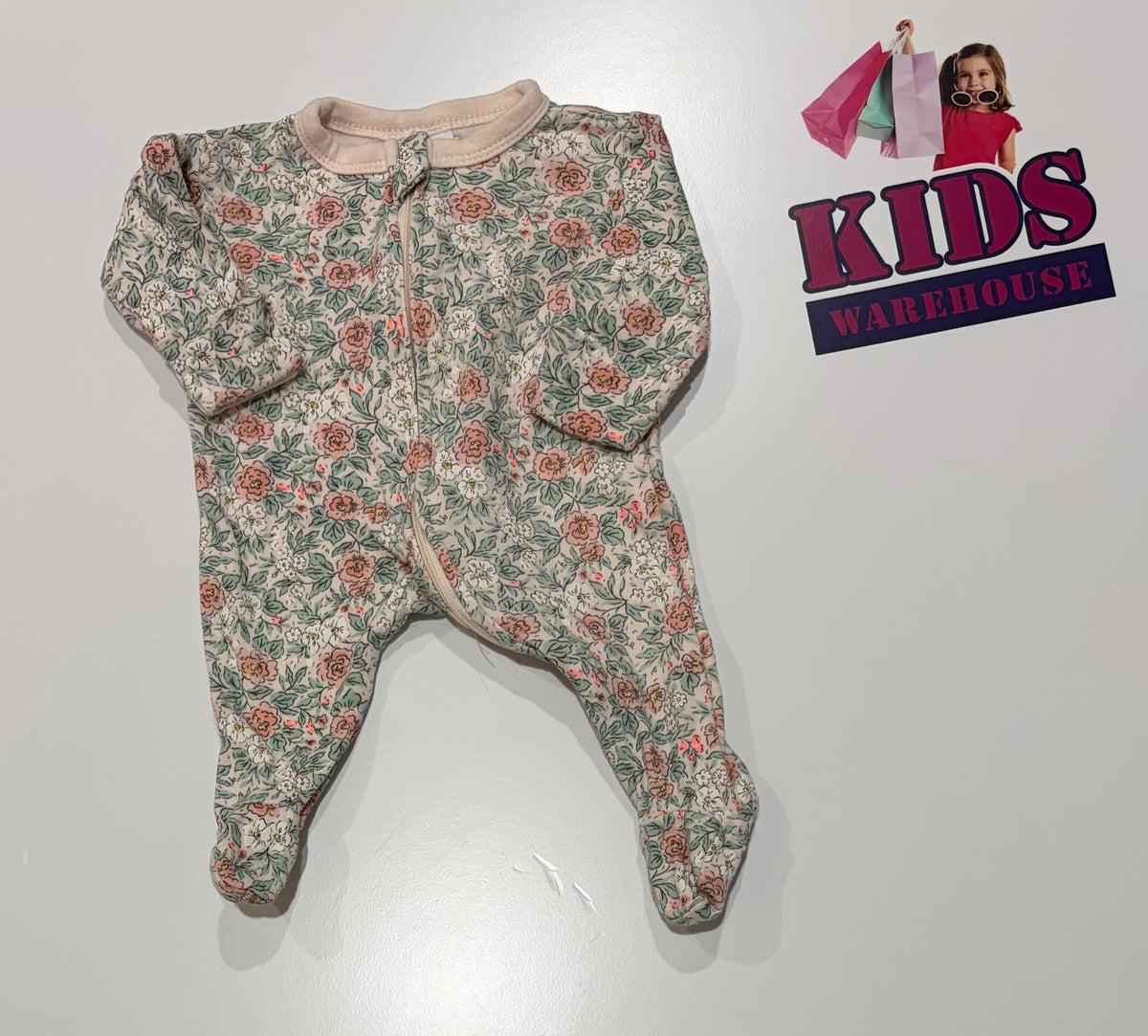 Baby Berrry White, Floral Print Jumpsuit Size 00000