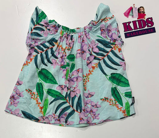 Bonds Blue Top With Purple & Green Flower Pattern Size 0