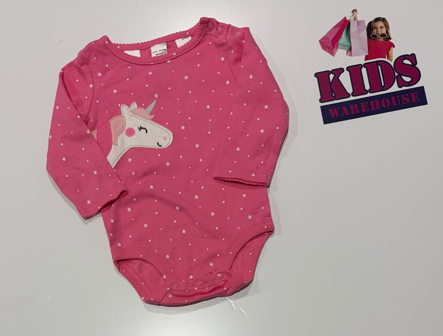 Carters Pink Unicorn Print Bodysuit Size 0