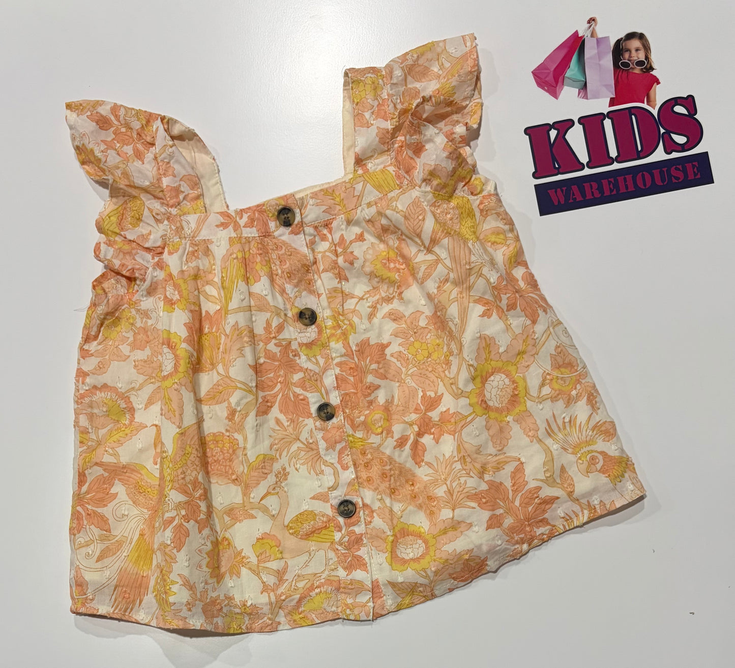 Cotton On White, Orange Leaf Print Dress Size 4