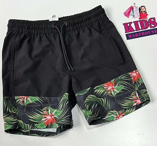 Target Black Shorts With Green & Pink Plant Pattern Size 8
