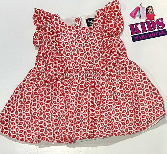 Bardot Red & White Pattern Dress Size 1