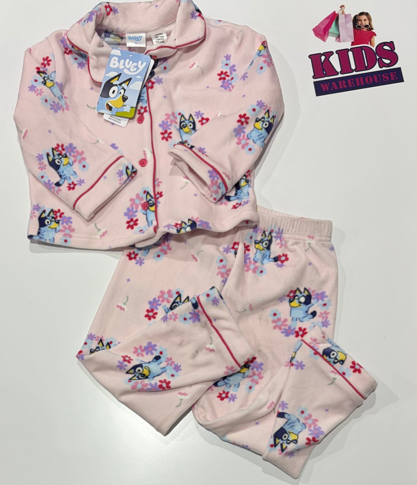 Not Used Bluey Pink, Character Print 2 Piece Pyjama Set Size 3