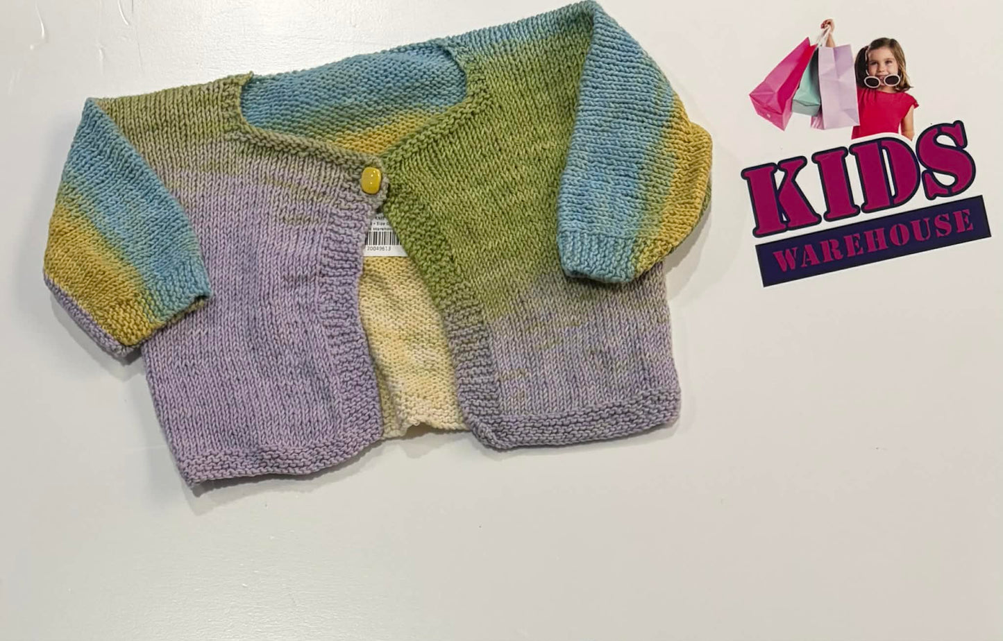 Premmie Handmade Blue, Green & Purple Knit Cardigan Size 00000