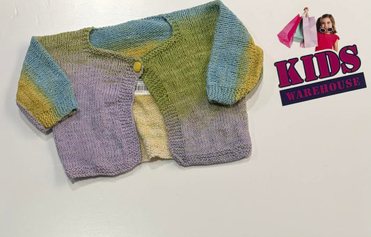 Premmie Handmade Blue, Green & Purple Knit Cardigan Size 00000