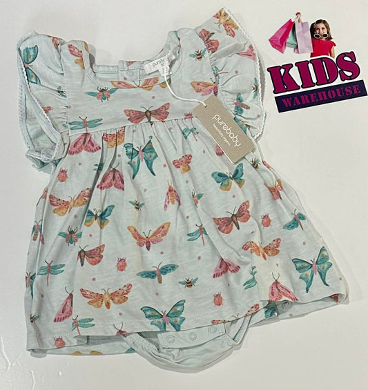 New PureBaby Blue Dress With Butterfly Pattern Size 00
