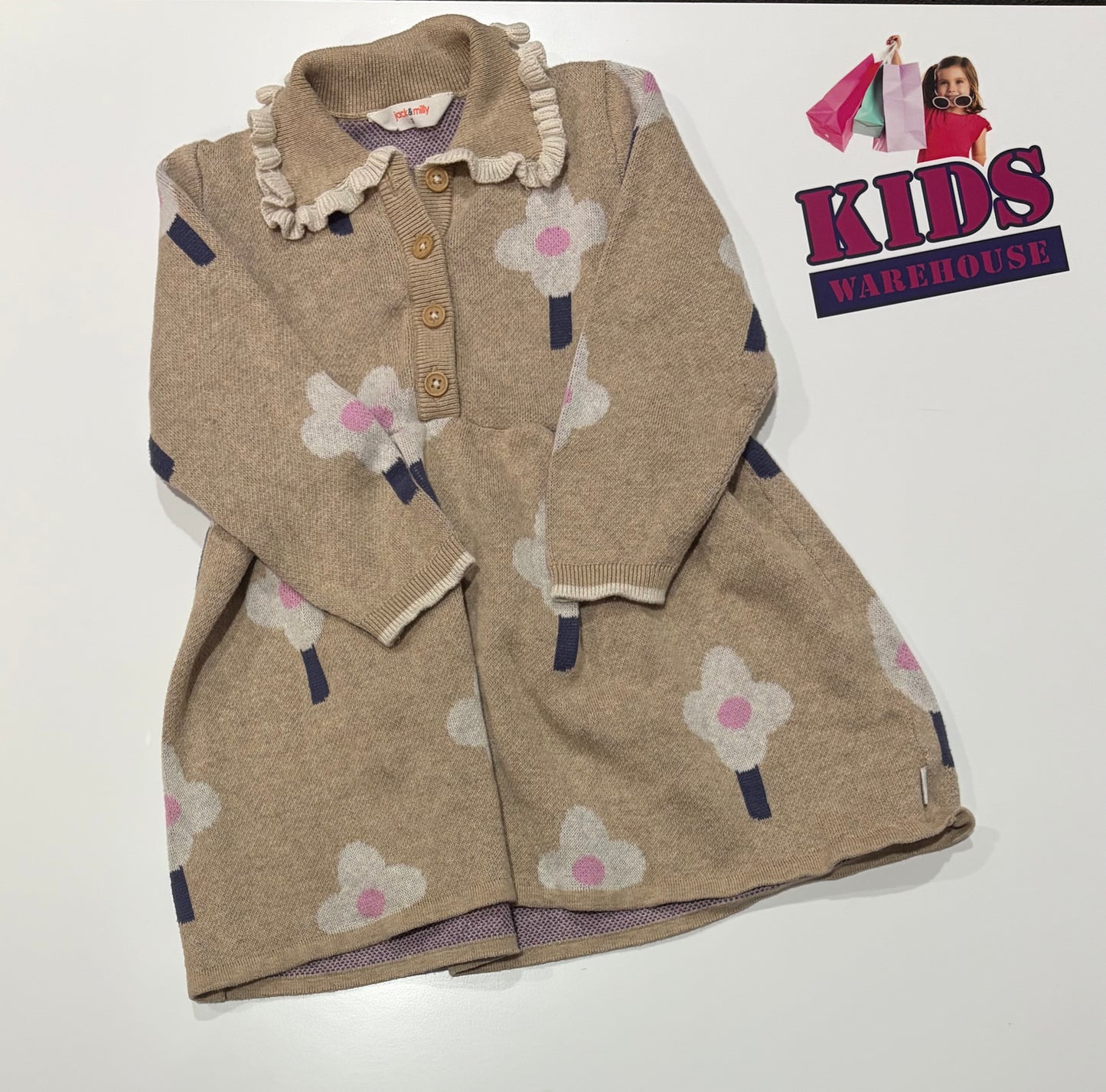 Jack & Milly Brown, Flower Print Dress Size 3