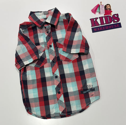 Skidaddle Red, Blue, Black Check Print Top Size 5