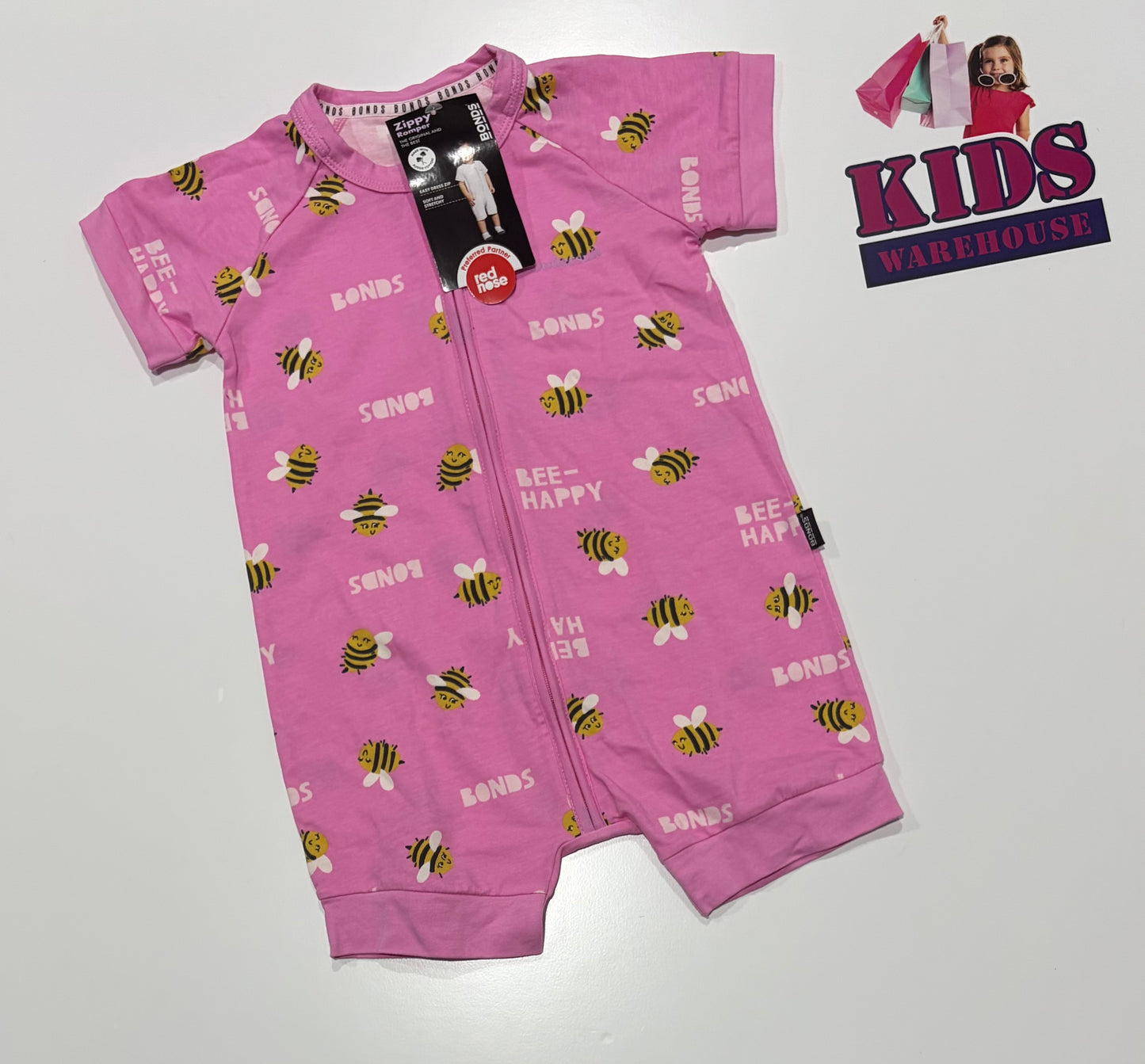 Not Used Bonds Pink, Bee Print Wondersuit Size 1