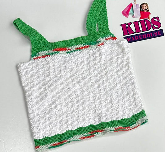 Homemade Green & White Knit Top Size 8