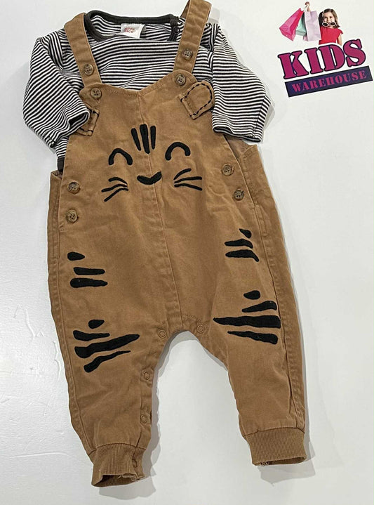 Ollies Place Brown Overalls With White & Black Top Size 0000