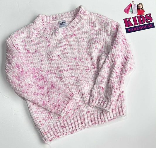 Anko White & Pink Soft Knit Jumper Size 5