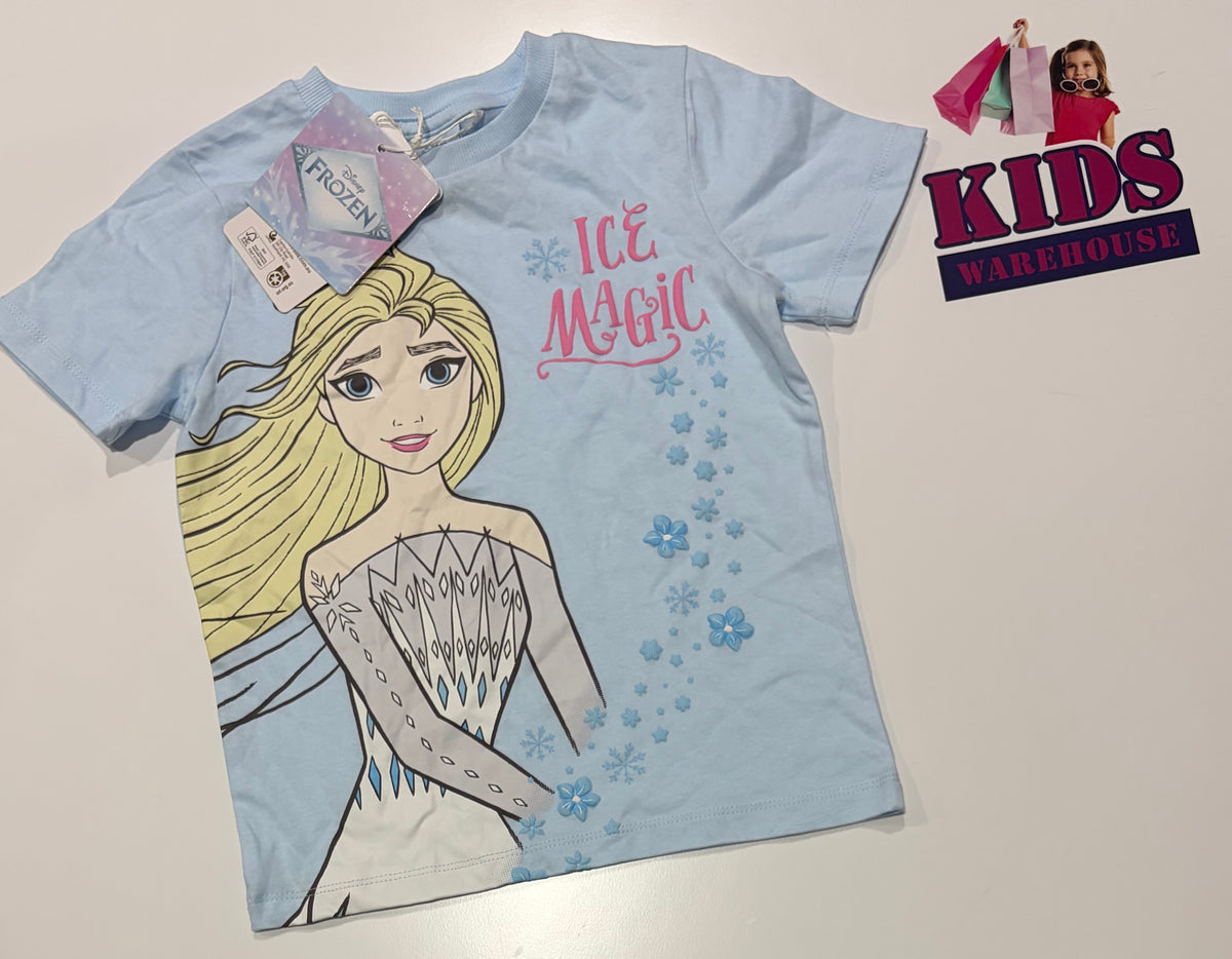 Not Used Disney Frozen Blue, Elsa Print Top Size 4