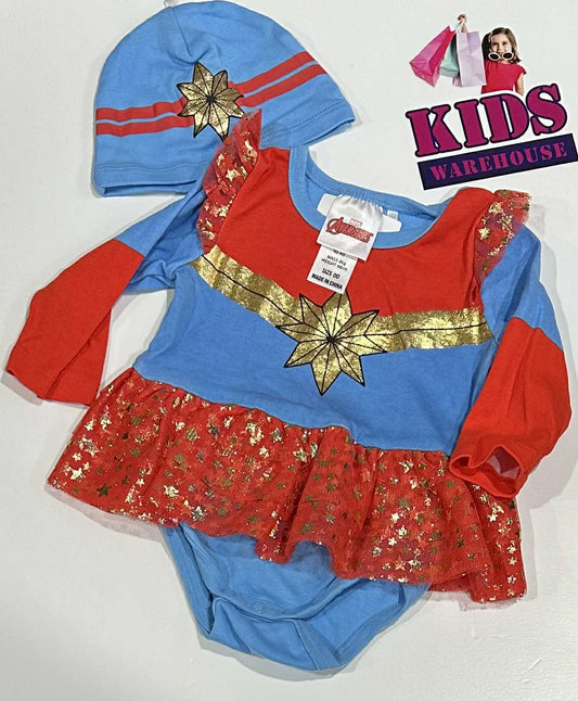 Marvel Avengers Red & Blue Captain Marvel Costume Size 00