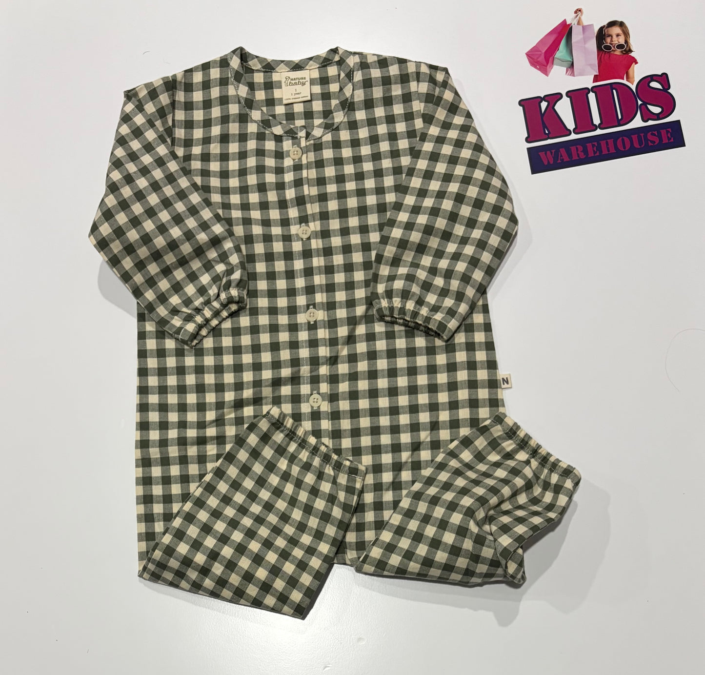 Nature Baby Green, White Jumpsuit Size 1