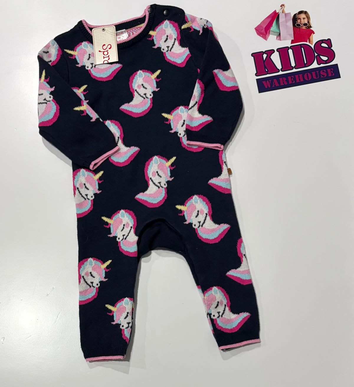 Not Used Sprout Black, Unicorn Print Jumpsuit Size 00
