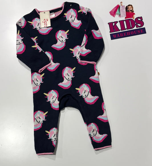Not Used Sprout Black, Unicorn Print Jumpsuit Size 00