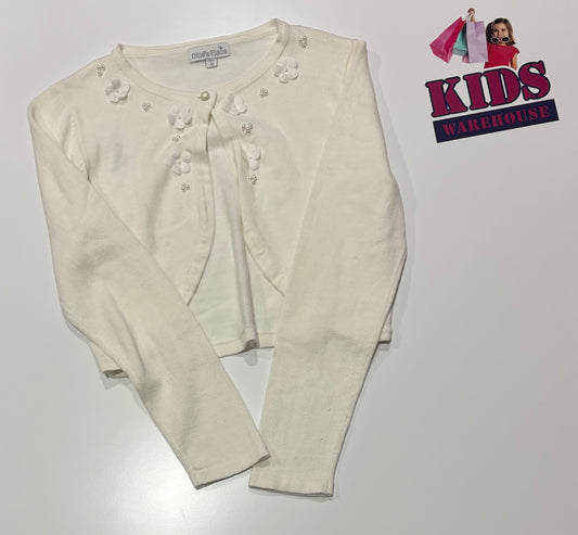 Ollie's Place White Pearl Crop Cardigan Size 10